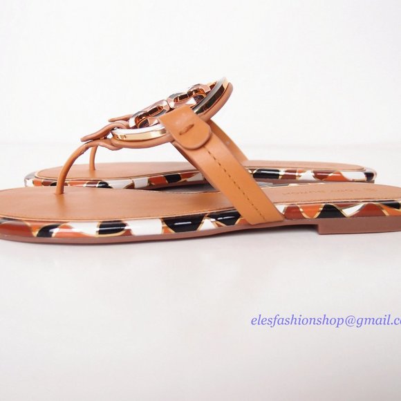 NIB Tory Burch Enamel Miller Sandals Elba Camello US 7 AUTHETNIC - Picture 7 of 15